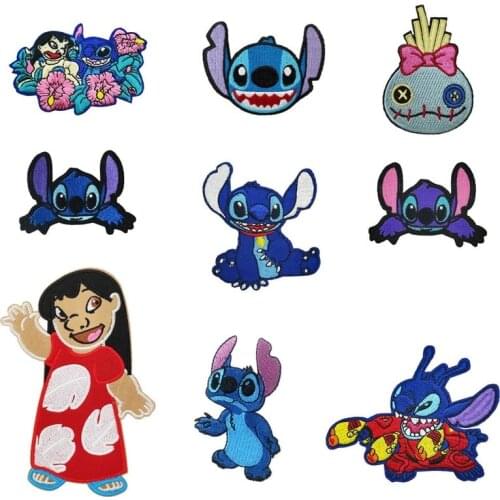 Disney Lilo & Stitch Patches Anime Cartoon Stitch Baby Clothes Patches Garment Stickers Embroidery Cloth Stickers Kids Gifts