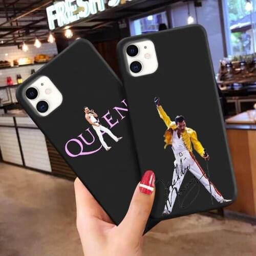 Freddie Mercury Queen band black TPU soft Phone Case for iPhone 12pro 11pro max 12mini XR X XS MAX SE2020 6s 7 8Plus cover
