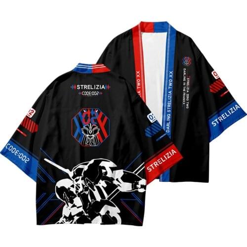 Anime DARLING in the FRANXX 02 Strelizia Cosplay Kimono Haori Yukata Cloak Sleepwear Men Women Cardigan Coat Summer Short Sleeve