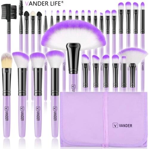 Makeup Brushes,VANDER 32pcs Purple Makeup Brush Set High Quality Natural Synthetic Hair Makeup Brush Tools Kit