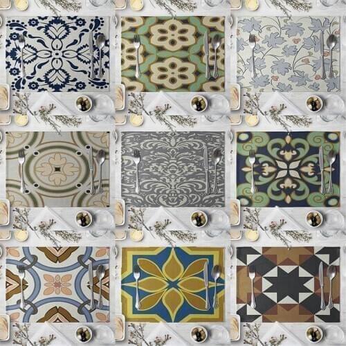 Creative Geometric Pattern Linen Table Placemat Coaster Home Table Napkin Mat Tapete Table Mats Kitchen Accessories