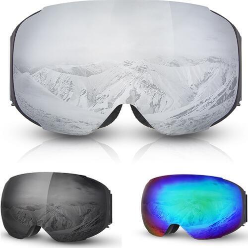 Snow Ski Goggles Magnetic Dual Layers Lens Snowmobile Mask Anti-fog UV400 Snowboard Eyewear Men Women Detachable Skiing Glasses