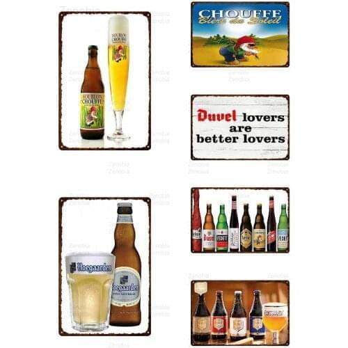 Belgian Beer Cafe Metal Tin Sign Decorative Plaque Metal Vintage Wall Bar Home Art Poster Kitchen Retro Man Cave Decor 20x30cm