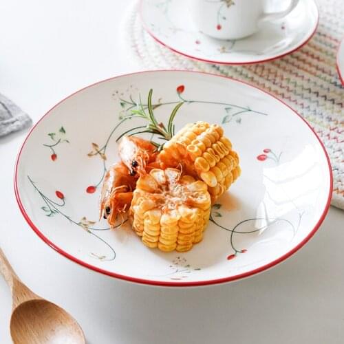 MIDOSHARK Vintage strawberry vine ceramic salad bowl korean Cute rice bowl