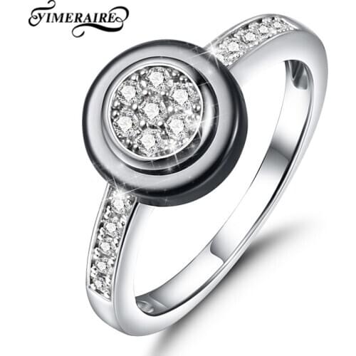 Fashion Ceramic Rings Bling Crystal Zircon Inlaid 2MM Width Jewelry For Accessories Female Temperament Wedding New Year Gift