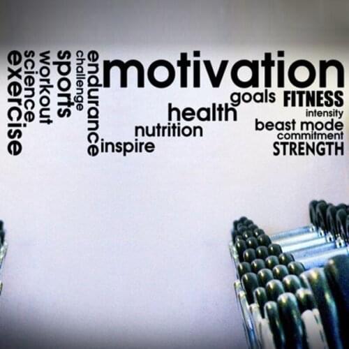 Motivation Fitness Letters Removable Wall Stickers for Sport Background Vinyl Waterproof Decals Gym Living Room Poster K984