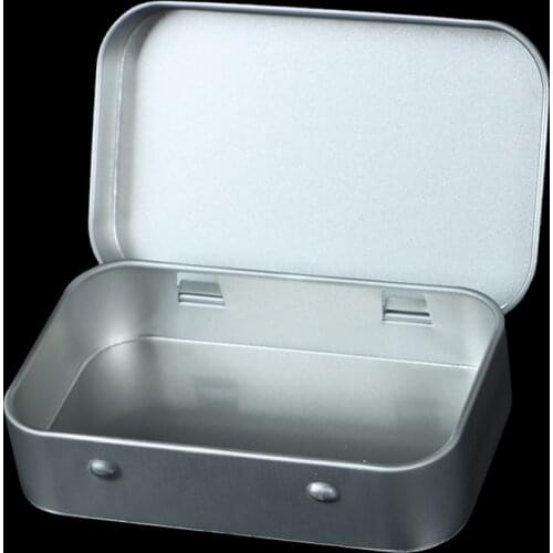 1pc Survival Kit Tin Small Empty Metal Tin Silver Flip Storage Box Case Organizer For Money Coin Candy Key 95*60*21mm