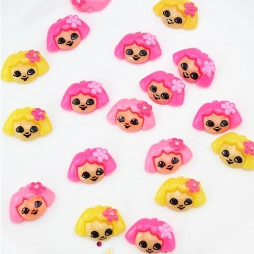 Set of 100pcs 20x14x5mm Dora with flower bow flat back embellishment, hair bow , card making supplies, scrapbooking sz0616