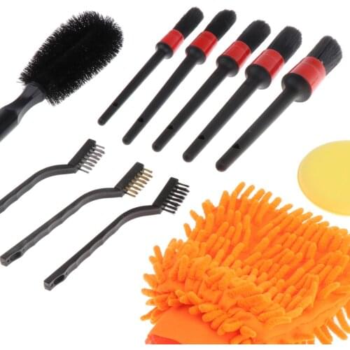 12Pcs Auto Car Detailing Brush Kit Cleaning Interior Exterior Tire Brush