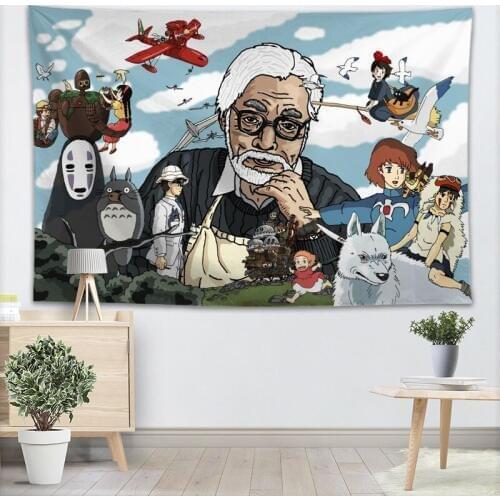 Totoro Studio Ghibli Wall Tapestry Custom Your Pattern Yoga Office Sofa Tapestry Bedspread For Kids Room College Dorm Decoration
