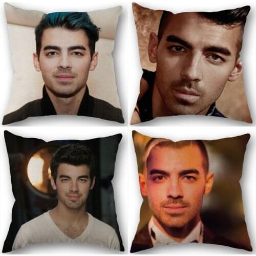 Joe Jonas Pillowcase Cotton Linen Fabric Square Zippered Pillow Cover For Home Wedding Decoration 45X45cm Not Fade 1210