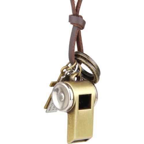 NIUYITID Mens Whistle Necklace & Pendants Women Leather Neckless Retro Creative Outdoor Sport Jewelry Boys Necklace
