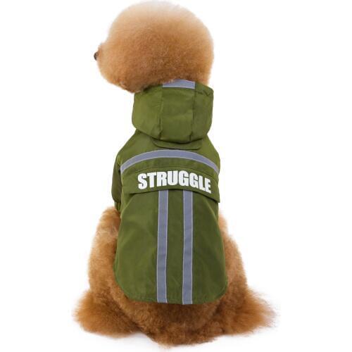 New pet dog raincoat windbreaker waterproof reflective strip clothes medium small dog sweater jacket with storage bag towable