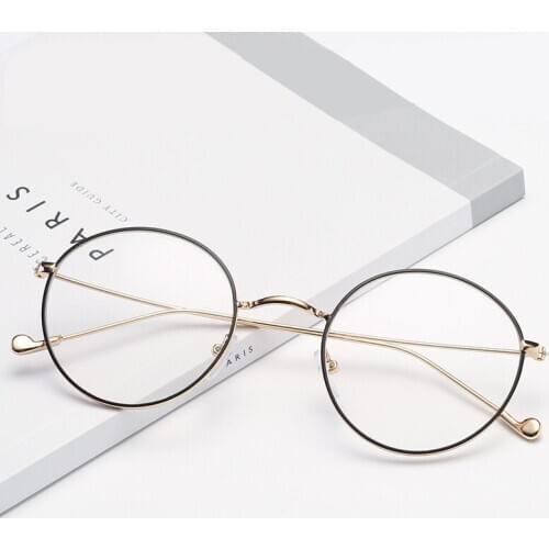 Myopic Glasses Finished Myopia Eyeglasses For Men Women Round Metal Frame Nearsighted Eyewear -0.5 1.0 1.5 2.0 2.5 3.0 3.5 4.0