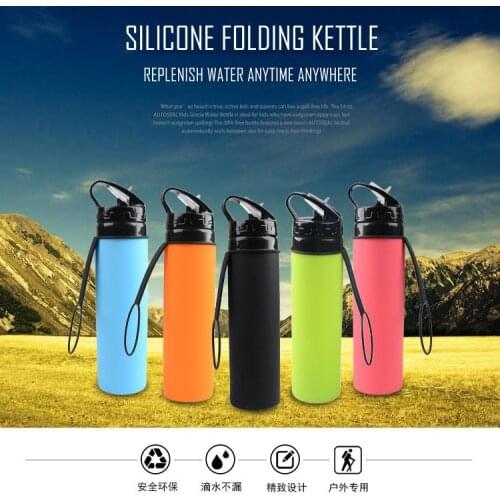 Solid Color Popular Outdoor Drinking Cup Black Silicone Folding Cup Children Stretch Motion Portable Cup Support Customization