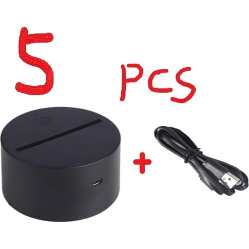 5pcs/set USB Cable Touch Lamp Bases For 3D LED Night Light Replacement Lamps Lights Holder Colorful Light Base Table Home Decor