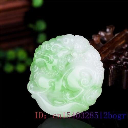 Green Jade Pixiu Pendant Charm Necklace Women Natural Gifts Carved Fashion Dragon Amulet Jadeite Jewelry Chinese