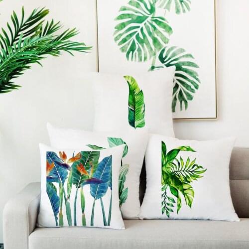 Tropical Plant Pattern Pillow Case Home Decor Cushion Cover Bedroom Car Pillow Case Customizable Funda Cojin 45x45CM