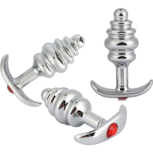 Screw Thread Metal Big Anal Plug Crystal Anal Sex Toys Anus Ass Open G-spot Massage Stimulate Butt Plug Erotic Toy For Women Men