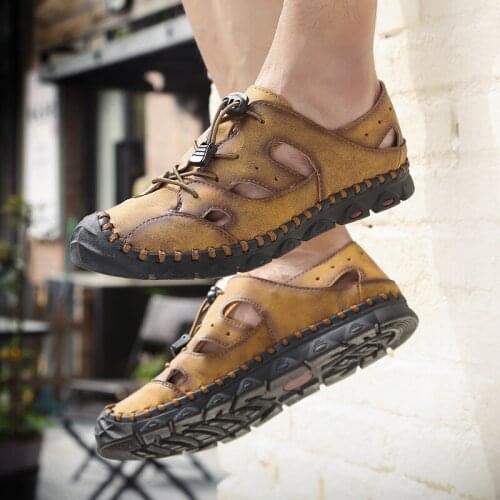 Sandal man roman leather 2019 mens rubber work trekking shoes outdoor 2020 sandels size male sandel sandals beach summer sports