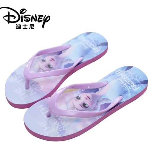 Disney Flip Flops Girls Slippers Outer Wear Fashion Flip Beach Shoes Seaside Non-slip Bathing Sandals and Slippers