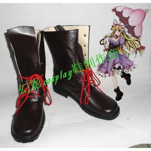 Touhou Project Yakumo Yukari Black Short Halloween Cosplay Shoes Boots H016