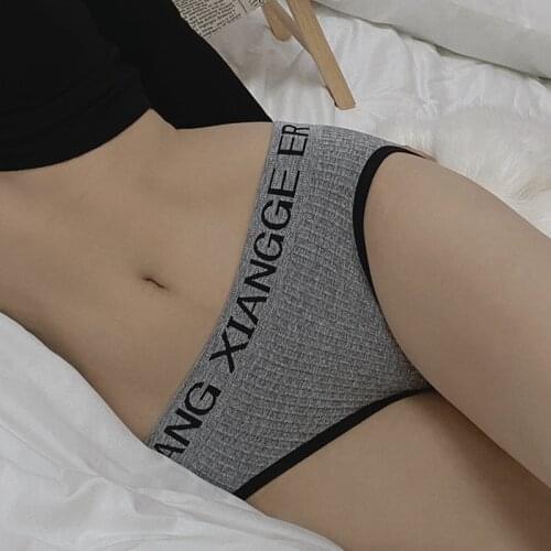 Womens Tanga String Femme Sexy Panties Cotton Thongs Letter Sport Panty Knickers Low-waist Fashion Mini Bikini
