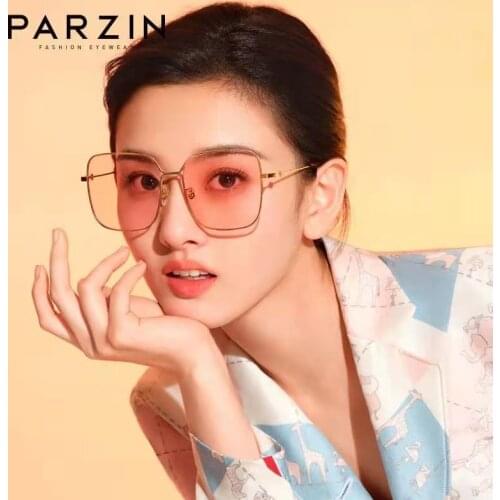 PARZIN Sunglasses For Women Alloy Frame Square Sun Glasses Fashion Goggles Lunette De Soleil Femme Accessories 8312