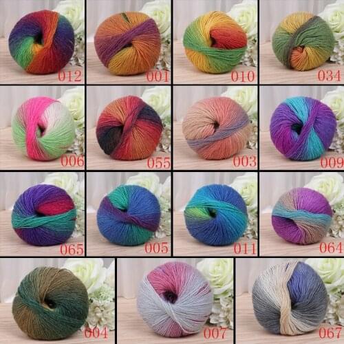 1Ball 50g Hand-woven Rainbow Colorful Crochet Cashmere Wool Blend Yarn Knitting