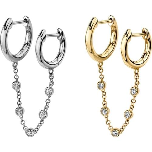 1pair Pendientes Plata Round Diamond 925 Sterling Silver Earrings For Women Earrings Hoops 2021 Trend Vintage Brincos Huggie ear