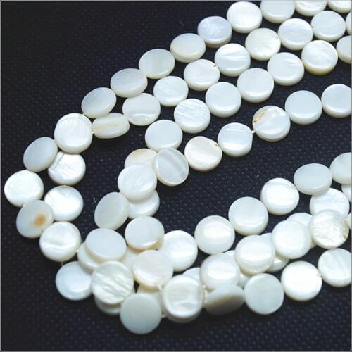 Nature white shell beads accessories mother of pearl coin strings for bracelets making jewelry findings size 8.5mm 11.5mm 13mm