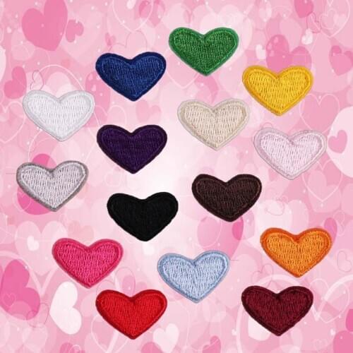 100pcs/lot Embroidery Patches Cute Heart Clothing Accessories Bag Decoration Heat Transfer Badge Iron Clothes Stamp