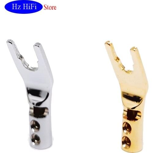 12PCS Gold Plated Copper Banana Plugs U/Y Type High quality Banana Connector Speaker Wire Connector With double Screw locks