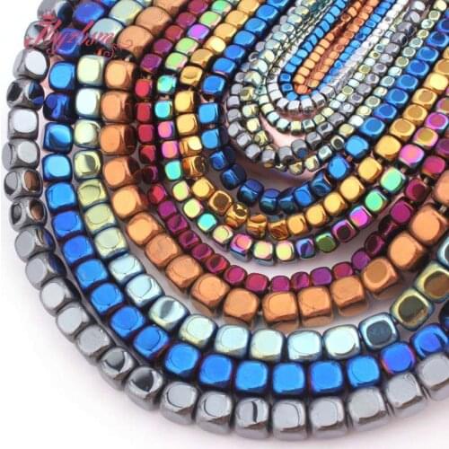 2,3,4,6mm Square Cube Beads Hematite Stone No Magnetic Spacer Beads for DIY Accessories Necklace Bracelet DIY Jewelry Making 15"