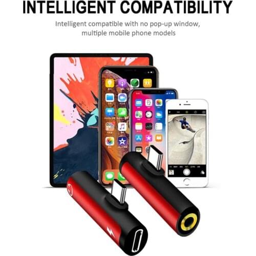 2 In 1 Type C To 3.5mm Jack Earphone Charge Converter Type-C Audio Adapter Lightweight Durable Support Listening Music Charging