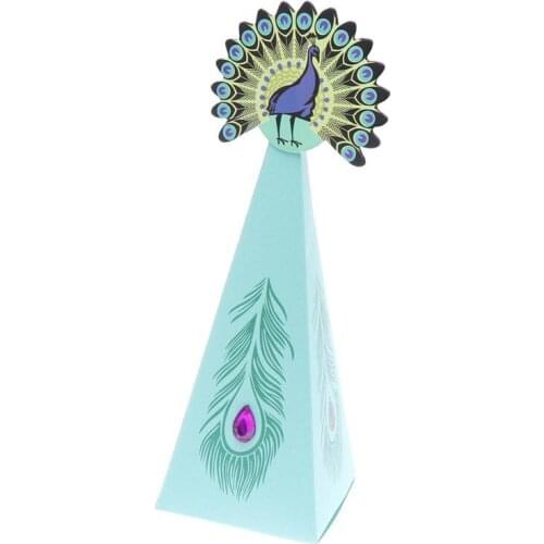 20-100pcs Crteative Peacock Candy Boxes Triangle Peacock Feather Wedding Gift Boxes Party Supplies Candy Bag Chocolate Boxes