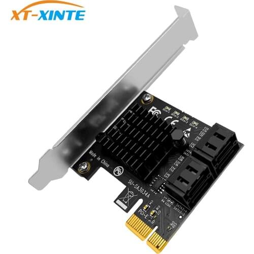 4 Port 6G SATA3.0 PCIe Controller Card PCI-e x1 to SATA III Adapter Converter PCI Express Expansion Card with Marvell9215 Chip