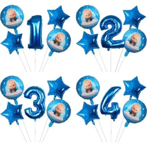 5pcs Boss Baby Balloon 30'' Number 1 2 3 4 5 year Foil Balloons Baby Shower kids Birthday Party Decoration Cartoon Helium Globos