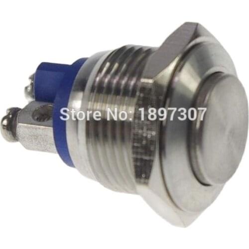 5 Pieces CE 19mm High Flat Head Momentary Stainless Steel Push Button Switch