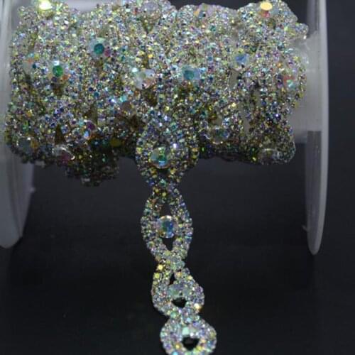 5Yards Sew On Iron On Crystal Rhinestone Trim Wedding Accessories Bridal Sash Bracelet Headband DIY Wedding AB Belt