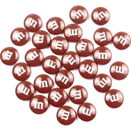 50Pcs 14mm Coffee Resin Decoration Crafts Letter M Bead Flatback Cabochon Scrapbook DIY Accessories Buttons