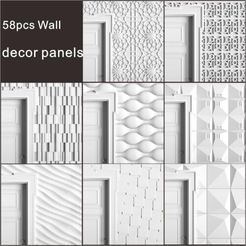 58pcs Wall decor panels 3D STL Model Relief for CNC Router Aspire Artcam Wall decor panels