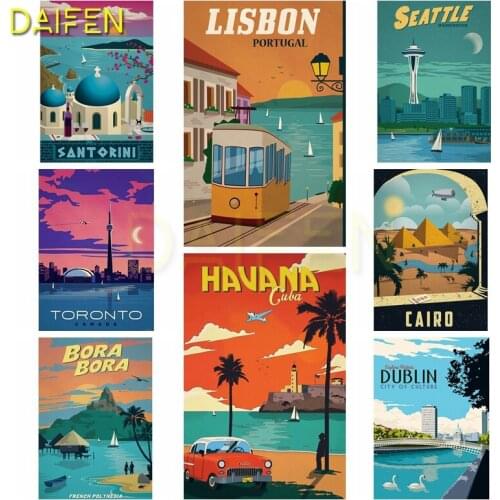 5D DIY Diamond embroidery Sailing Full Round Diamond mosaic Bridge moon Full Square Diamond painting Cross stitch Bus palm tree