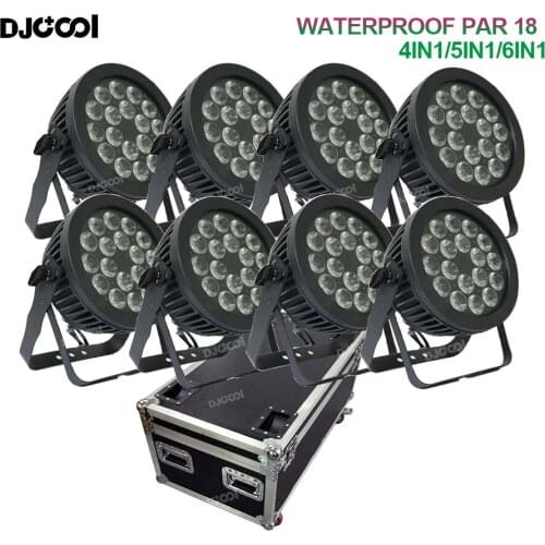 Free Duty Flightcase 8x Waterproof LED Par Light RGBWAUV 6in1 18/18w DJ Par 18X12W RGBW 4in1 Stage Outdoor IP65 LED Par Light