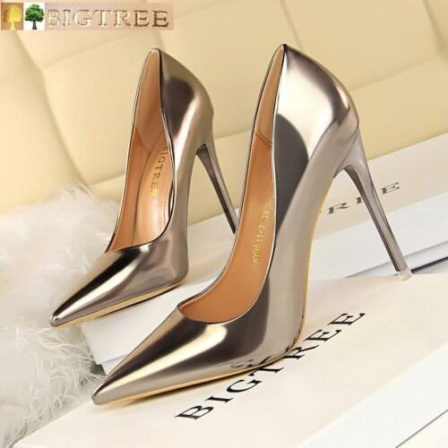 BIGTREE New Patent Leather Wonen Pumps Fashion Office Shoes Women Sexy High Heels Shoes Womens Wedding Shoes