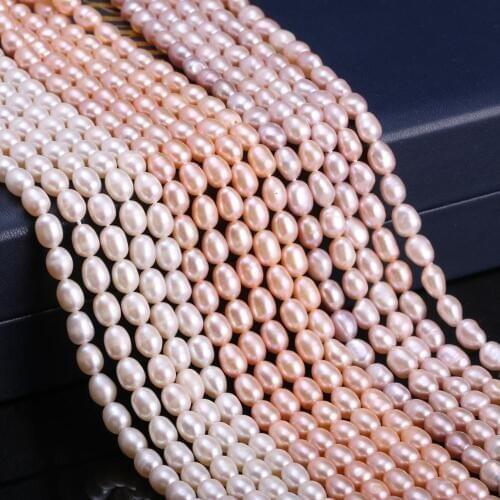 Natural Freshwater Pearl Beads High Quality Rice Shape Multiple Sizes for DIY Elegant Necklace Bracelet Accessories Size 36cm