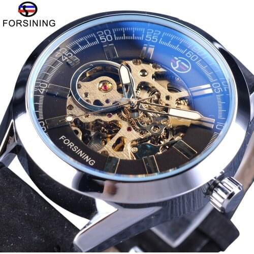 Forsining Waterproof Transparent Open Work Automatic Wrist Watch Top Brand Luxury Mechanical Steampunk Watch Skeleton Clock Men