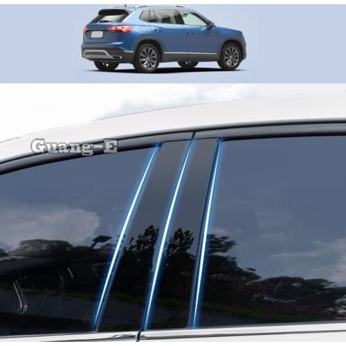 For Volkswagen VW Tayron 2019-2022 Car PC Material Pillar Post Cover Door Trim Window Piano Black Molding Sticker Plate 4pcs