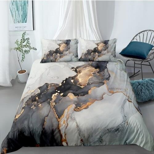 Home Textiles Marble Printed Bedding Set Soft Twin Queen Quilt Cover Pillowcase Comforter Cover Nordic Fashion Duvet Cover Sets