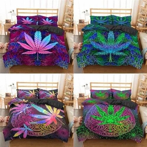 Home Textile Luxury 3D Maple Leaf Print 2/3Pcs Comfortable Duvet Cover PillowCase Bedding Sets Queen and King EU/US/AU Size